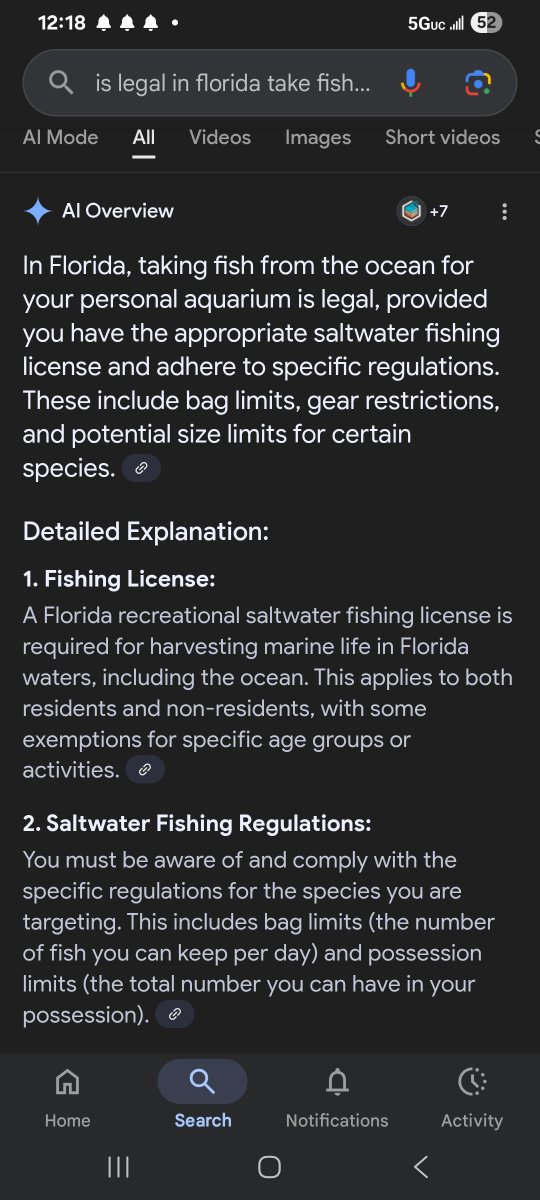 Assuming it was not illegal, would you catch fish for your tank ...