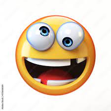 Crazy emoji isolated on white background, silly face emoticon 3d rendering  Stock Illustration | Adobe Stock