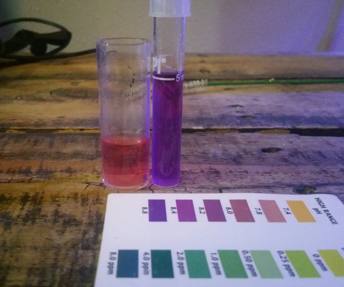Using API test kit to test ph different colors while testing, please ...