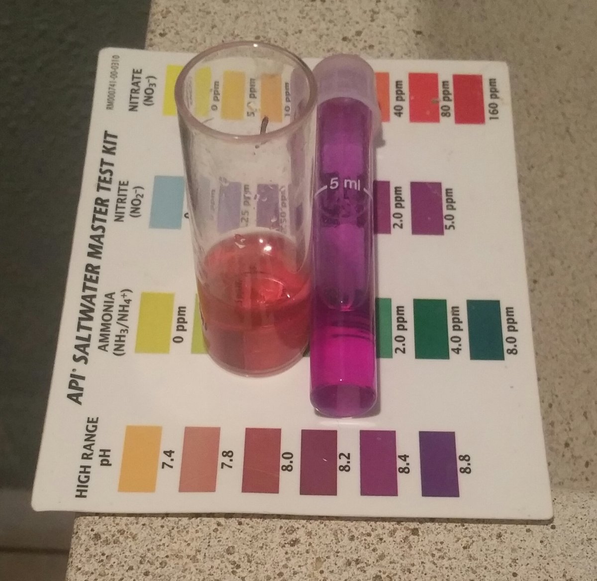 Using API test kit to test ph different colors while testing, please ...