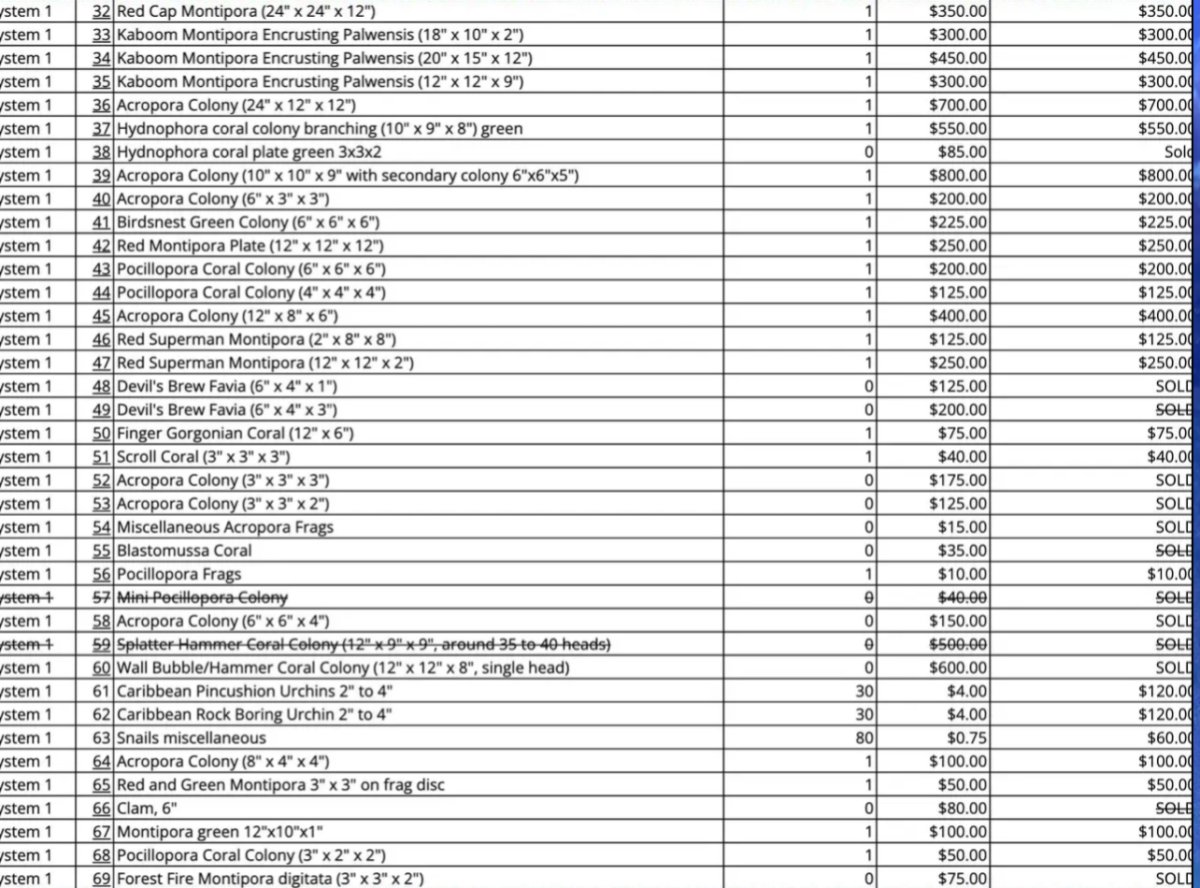 Florida - Live Goods - SOLD - Show size SPS and LPS colonies. Package ...