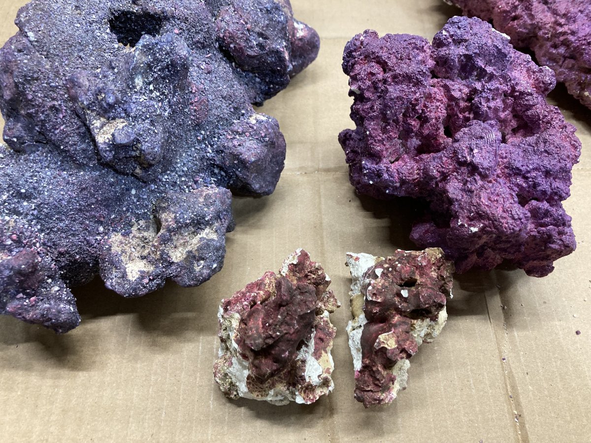 Real Reef Rock, CaribSea Life Rock and A Purple Reef Rock - Side by Side  Pics