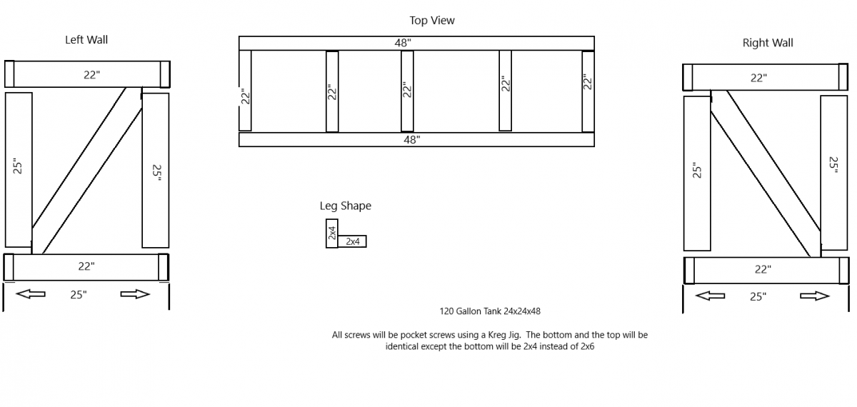 120 Gallon Tank Stand design No center support Reef2Reef