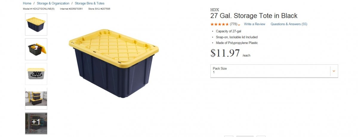 Review for HDX 27 gallon storage container 
