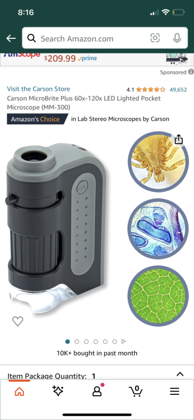 Carson MM-300 MicroBrite Plus, 60x - 120x LED Pocket Microscope - New York  Microscope Company