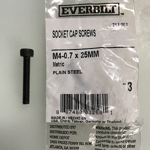 M4 Screws needed for install