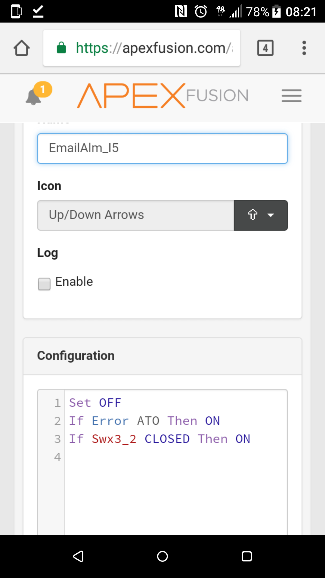 Email Alarm setup