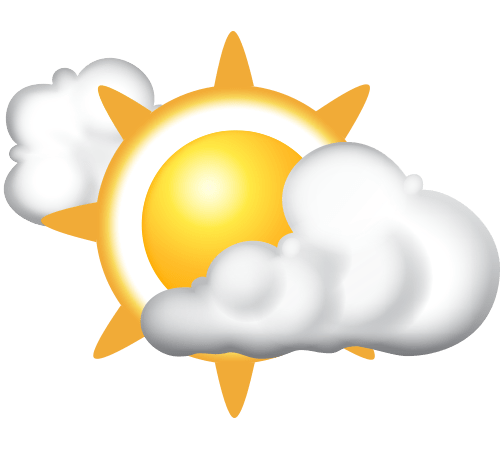 Mostly cloudy