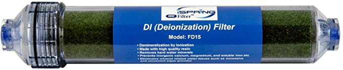 iSpring FD15 DI DeIonization Filter RO/Aquarium 10" x 2.5", Clear
