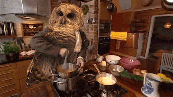 owl cooking GIF